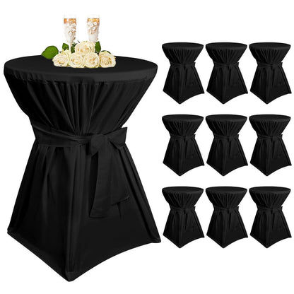 10 Stehtischhüllen Schwarz Ø80-85cm – Polyester mit Fußtaschen