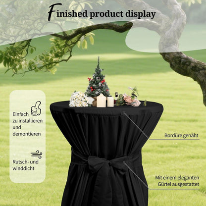 10 Stehtischhüllen Schwarz Ø80-85cm – Polyester mit Fußtaschen