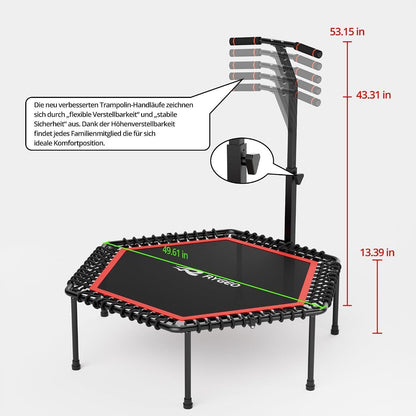 50-Zoll Fitness Trampolin für Erwachsene – Rebounder mit Stahlrahmen