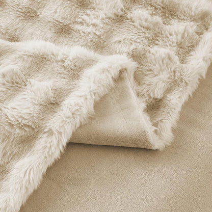 Langhaar Plüsch Bettwäsche Set 200x220 Beige, Superweich & Warm