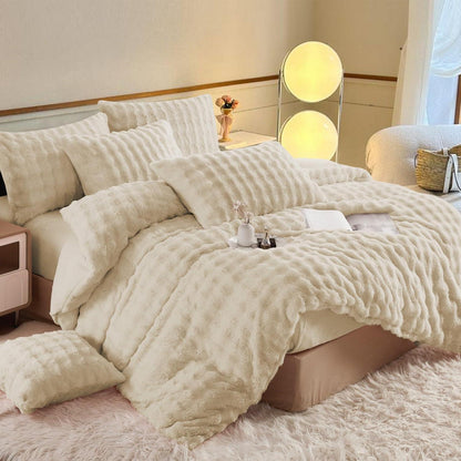 Plüsch Bettwäsche Set 135x200 - Warm & Flauschig Beige