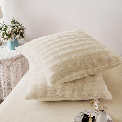 Langhaar Plüsch Bettwäsche Set 135x200 Beige - Winterwarm & Flauschig