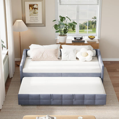 Ausziehbett 180x200 cm – Schlafcouch mit Flanell Grau