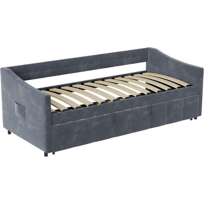 Ausziehbett 180x200 cm – Schlafcouch mit Flanell Grau