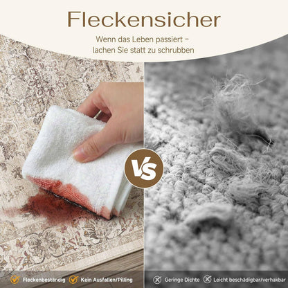 Waschbarer Vintage Teppich 200x300cm Beige Moon