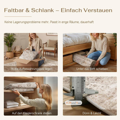 Waschbarer Vintage Teppich 200x300cm Beige Moon