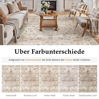 Waschbarer Vintage Teppich 200x300cm Beige Moon