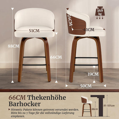 360° Drehbarer Barhocker mit Lehne – Weiß