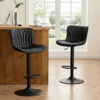 Drehbarer Barhocker 2er Set, Höhenverstellbar, Schwarz