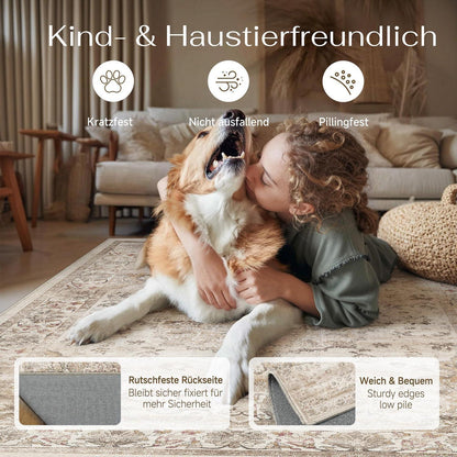 Waschbarer Vintage Teppich Beige 160x230cm – PureCozy