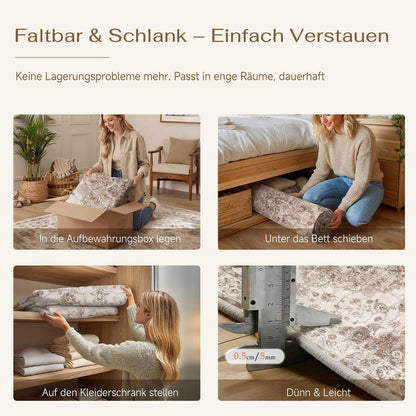 Braun Wohnteppich 200x300cm – Waschbar & Rutschfest