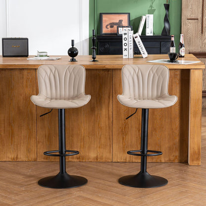 Drehbarer Barhocker 2er Set, Höhenverstellbar in Lederoptik