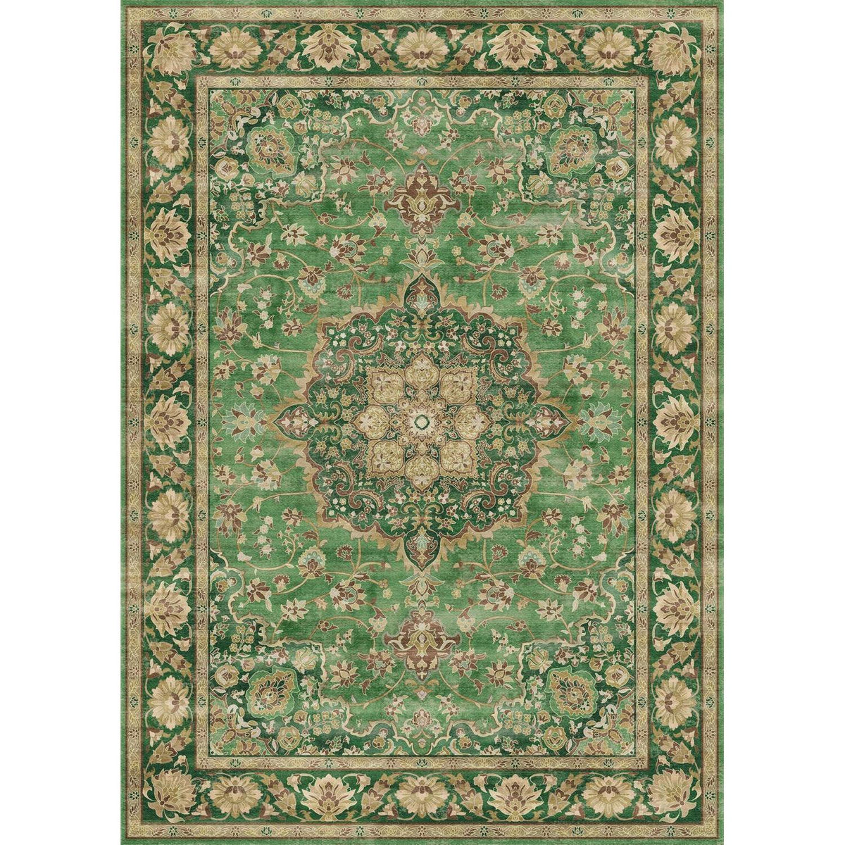 Waschbarer Läufer Grün Gold Moon 60x240cm - Rutschfest & Vintage
