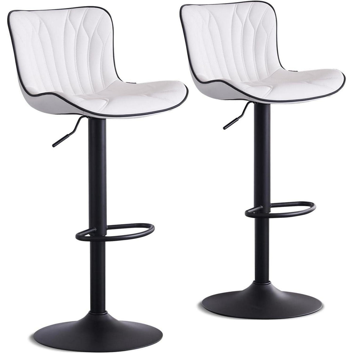 Drehbarer Barhocker 2er Set, Höhenverstellbar, Weiß