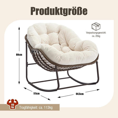 Rattan Schaukelstuhl Eiförmig mit Cord Kissen – Indoor & Outdoor