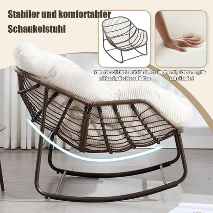 Rattan Schaukelstuhl Eiförmig mit Cord Kissen – Indoor & Outdoor