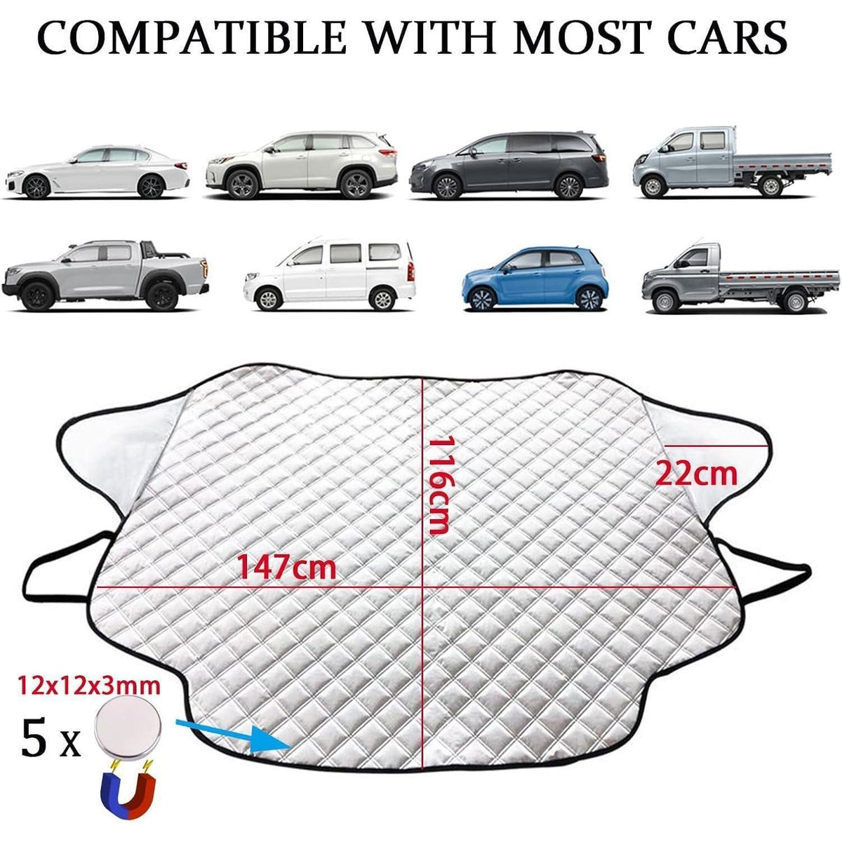Windschutzscheibenabdeckung Auto – Sonnenschutz & Hitzeschutz (147x116cm)