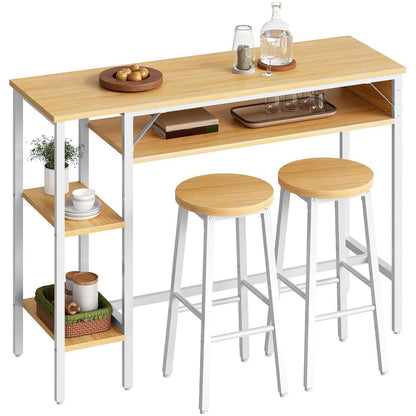 HOOBRO Bartisch Set für 2 Personen – Weiß & Natur