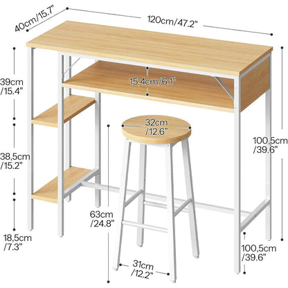 HOOBRO Bartisch Set für 2 Personen – Weiß & Natur