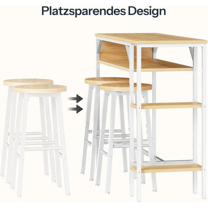 HOOBRO Bartisch Set für 2 Personen – Weiß & Natur