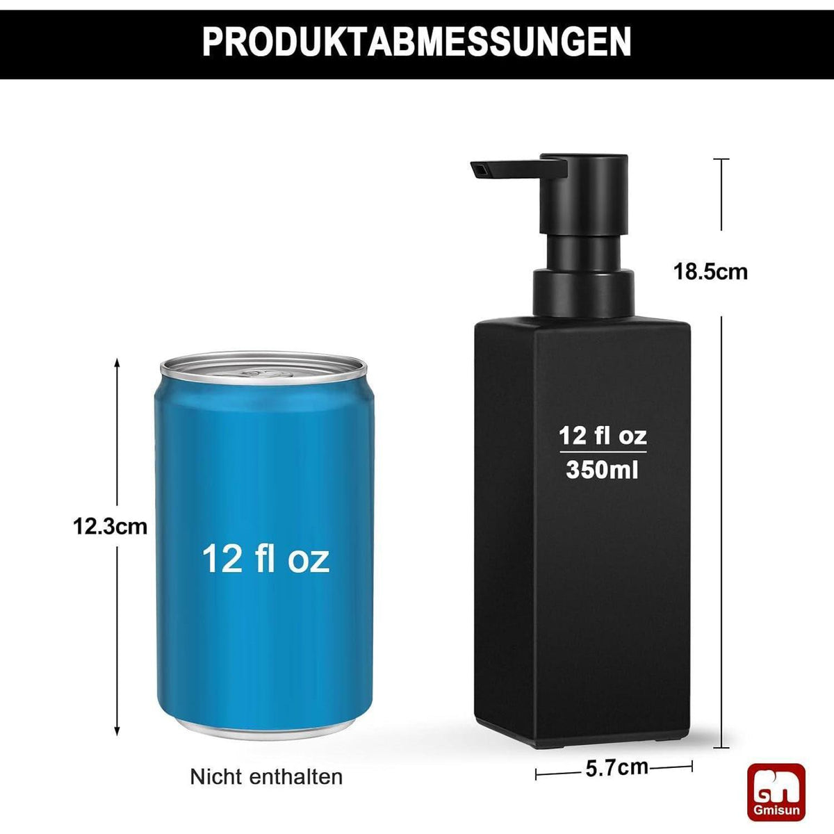 Schwarzer Seifenspender Glas 350ml - Matt & Modern