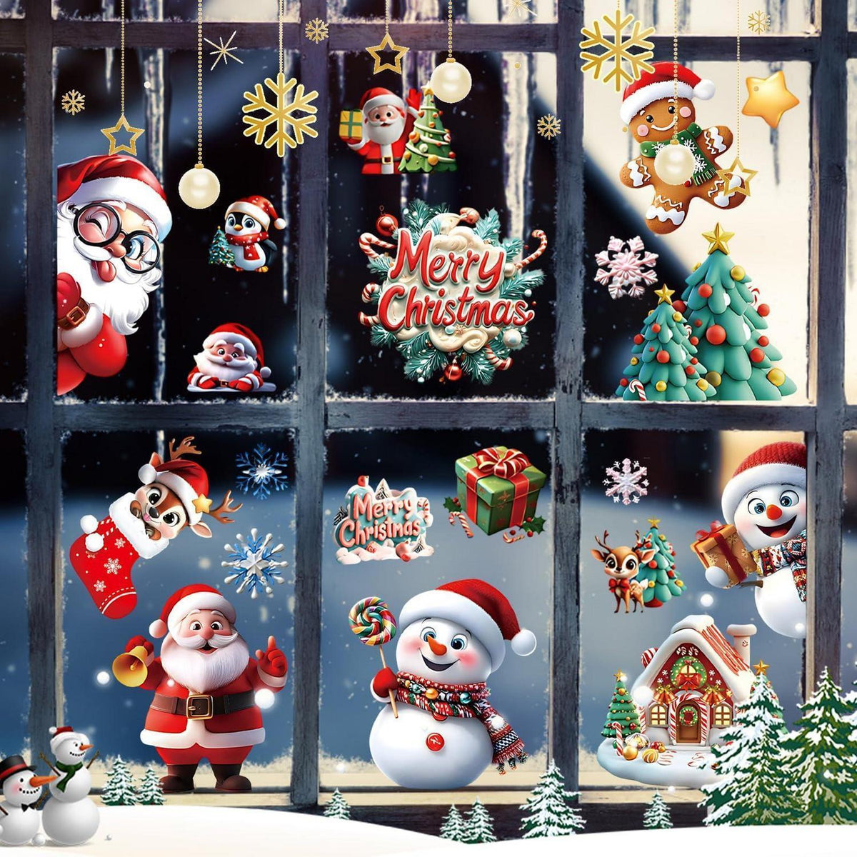 Weihnachtsfensterbilder – 9er Set, Selbstklebend & Wiederverwendbar