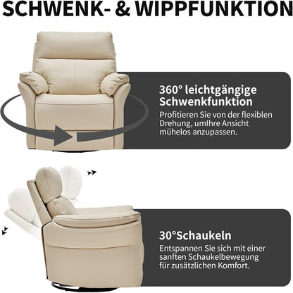 Schaukelsessel Relaxliege mit Liegefunktion – Beige in Lederoptik