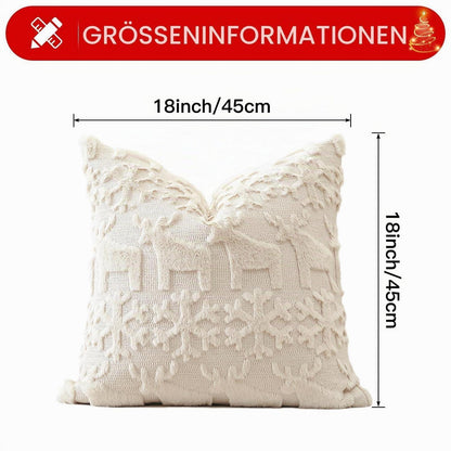 Weihnachtliche Kissenbezüge 2er Set, 45x45cm, Schneeflocken & Elch