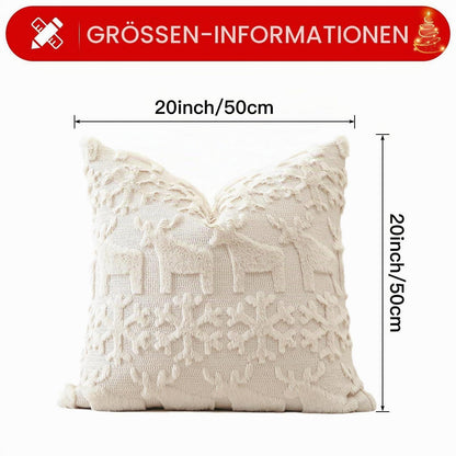 Weihnachtliche Kissenbezüge 50x50cm - Schneeflocken & Elch, 2er Set