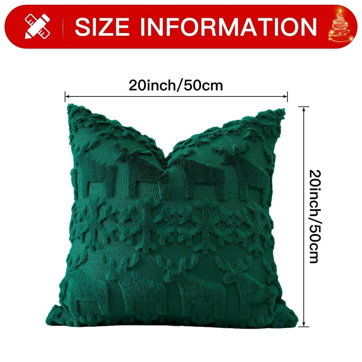 Weihnachtliche Kissenbezüge 50x50cm - 2er Set, Grün, Schneeflocken & Elch