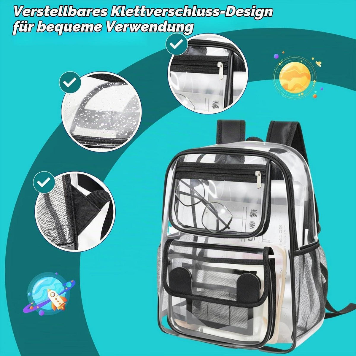 Transparenter Rucksack PVC – Wasserdichter Tagesrucksack für Schule & Reise