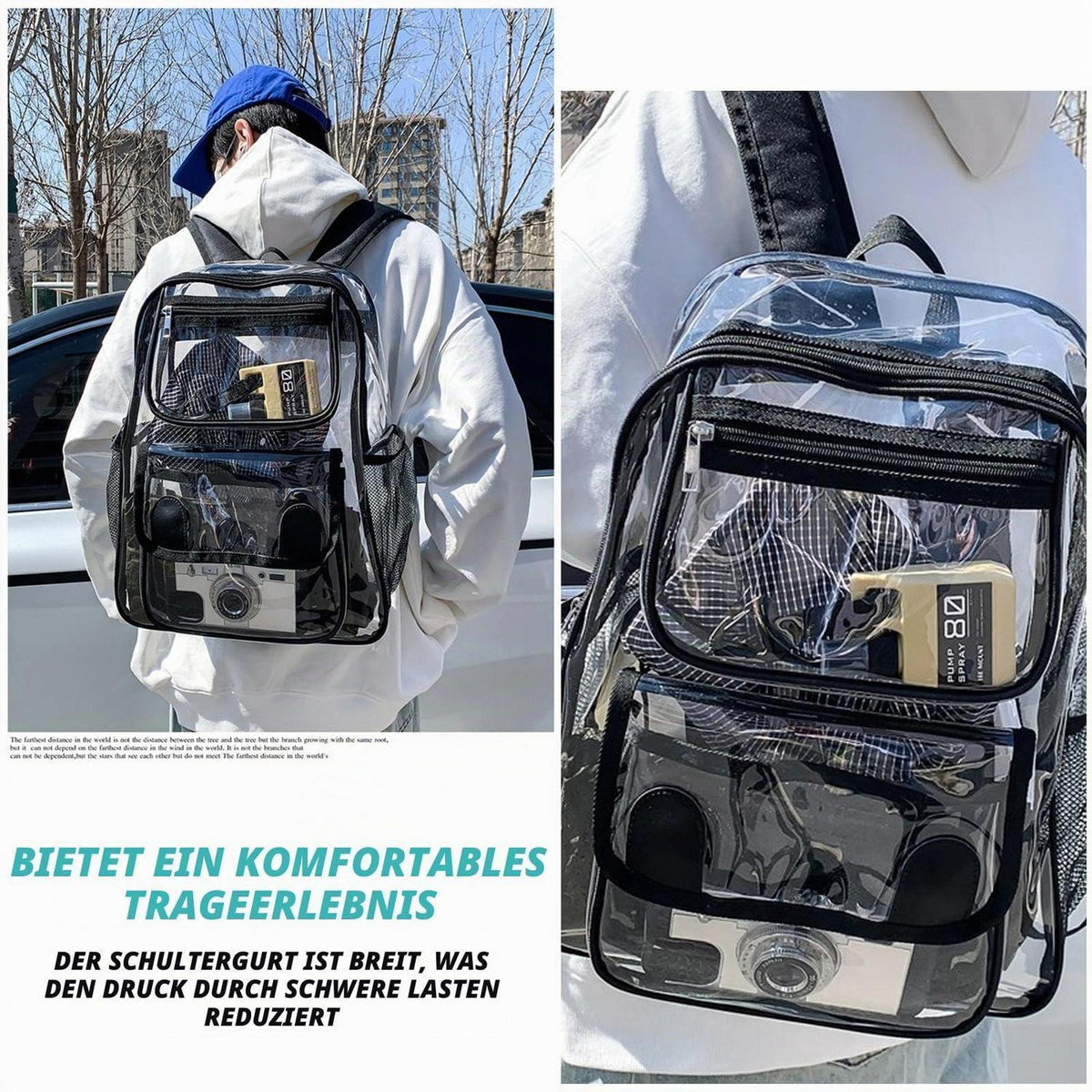 Transparenter Rucksack PVC – Wasserdichter Tagesrucksack für Schule & Reise