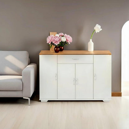 Weißes Sideboard Eiche Optik | 110cm Flurkommode mit Schublade