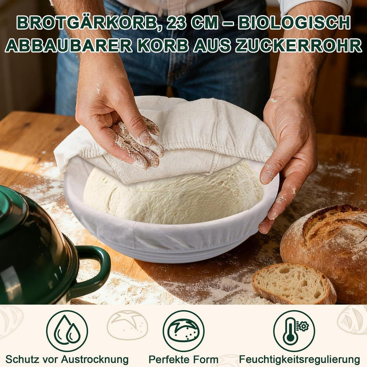 Gusseisen Dutch Oven Brotbacktopf 5,7L Grün