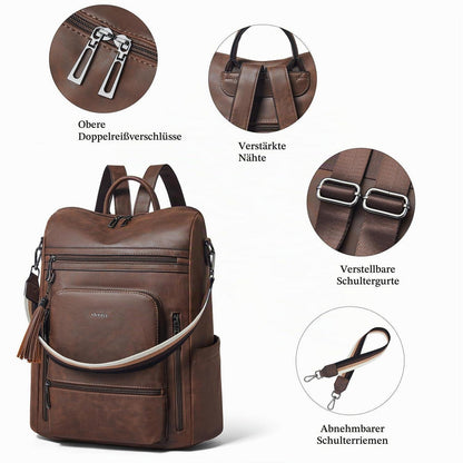 Rucksack Damen Laptopfach 15,6 Zoll Wasserdicht Business in Lederoptik