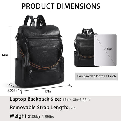 Rucksack Damen Laptopfach 15,6 Zoll Wasserdicht Business in Lederoptik