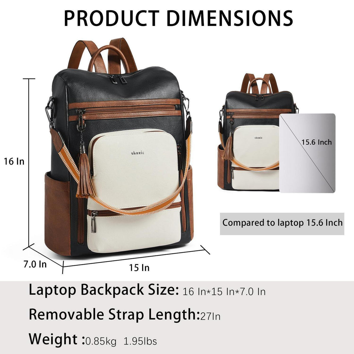 Rucksack Damen Laptopfach 15,6 Zoll Wasserdicht Business in Lederoptik
