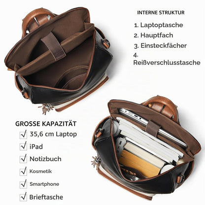 Rucksack Damen Laptopfach 15,6 Zoll Wasserdicht Business in Lederoptik
