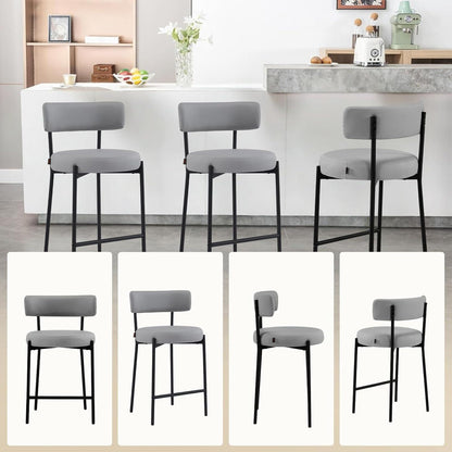 Barhocker Set 4er Grau – Gepolsterte Barstühle mit Rückenlehne