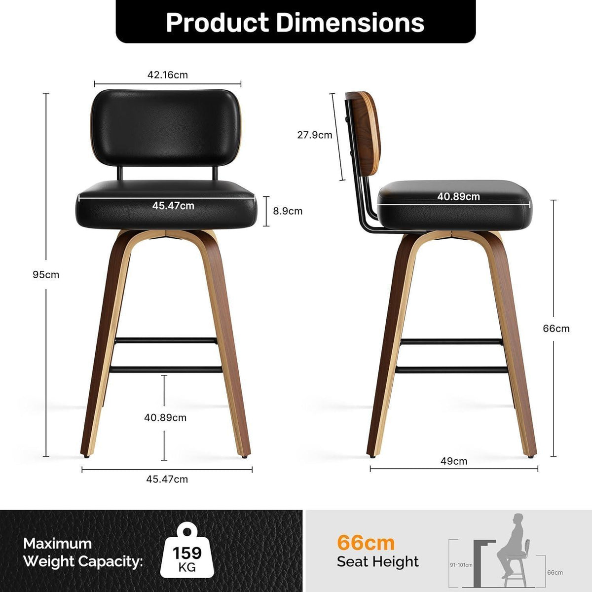 Drehbarer Barhocker 4er Set – Mid-Century Design & Komfort