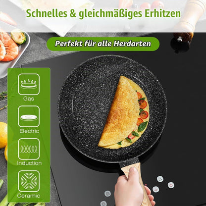 19-teiliges Induktions Topfset Schwarz Granit Antihaft