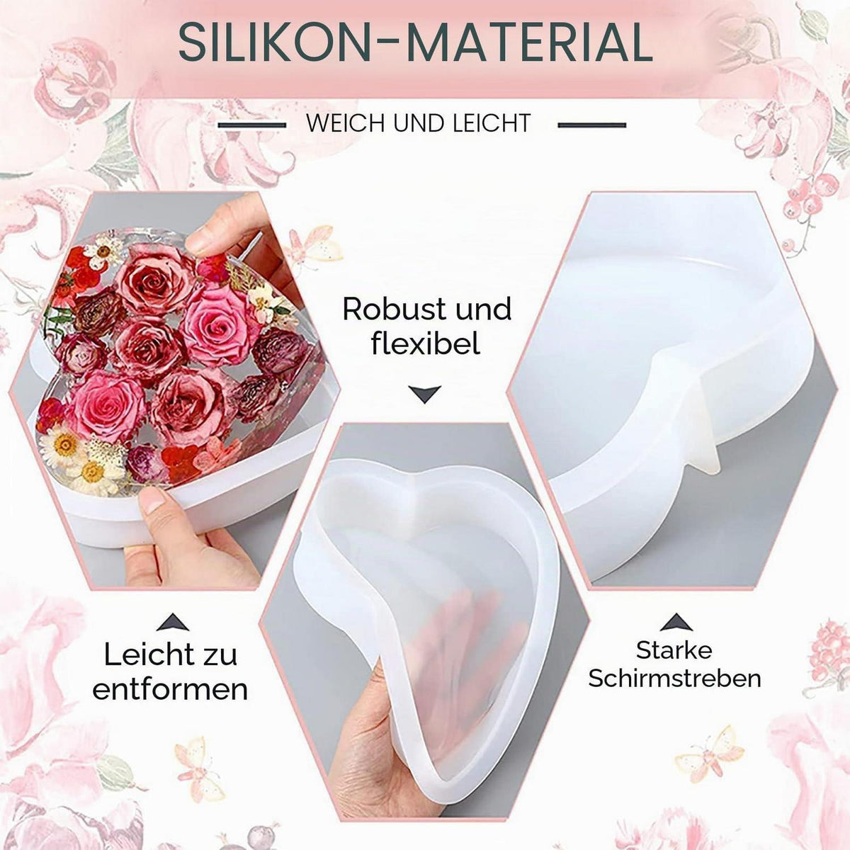 Große Herzförmige Epoxidharz Silikonform für DIY Projekte
