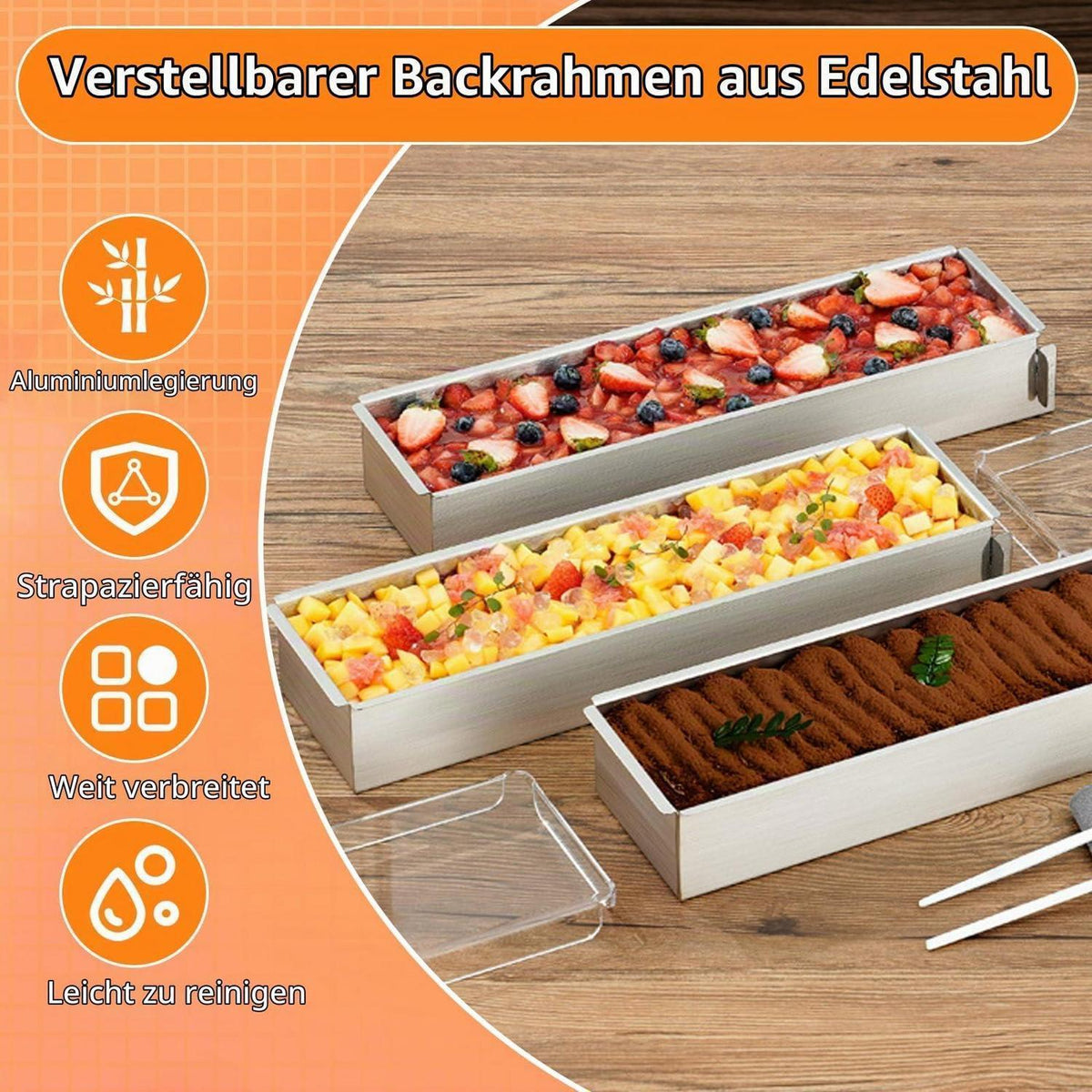 Rechteckige Backform 30cm, Verstellbar & Antihaftbeschichtet