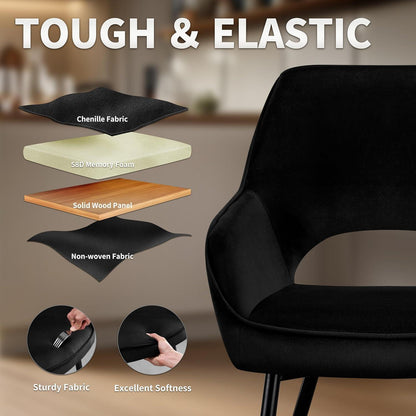Esszimmerstühle Set 4er – Modern, Samt, Schwarz