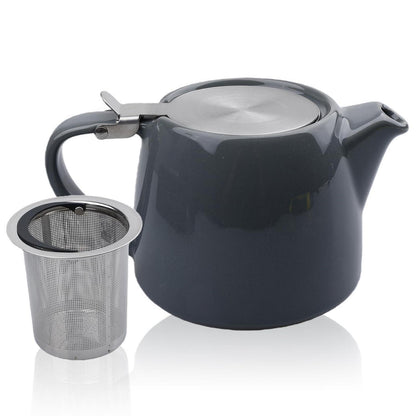 Keramik Teekanne 600ml mit Edelstahlfilter – Dunkelgrau