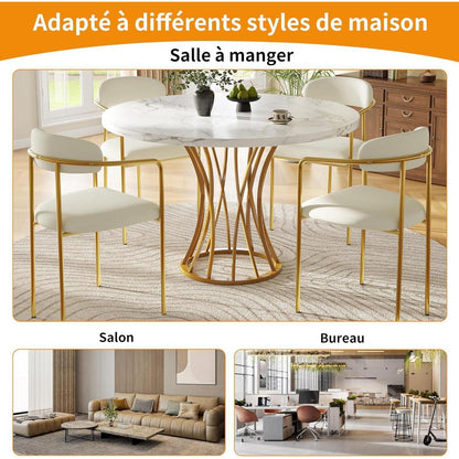 5-teiliges Esstisch Set Grau & Gold – Modernes Esszimmer mit Stühlen