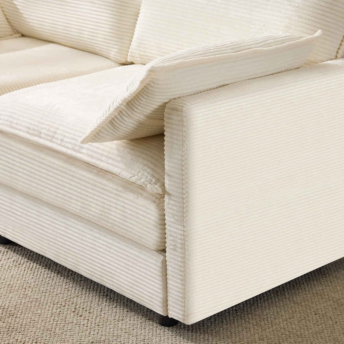 2-Sitzer Cord Sofa | Modernes Mini Sofa 176cm Beige
