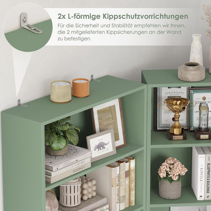 Holzregal mit 6 Fächern – Grün, 180 cm Bücherregal