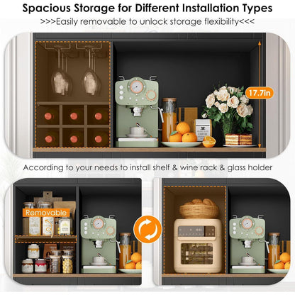 Küchenschrank 106x180 cm Schwarz | Buffetschrank mit 6 Türen