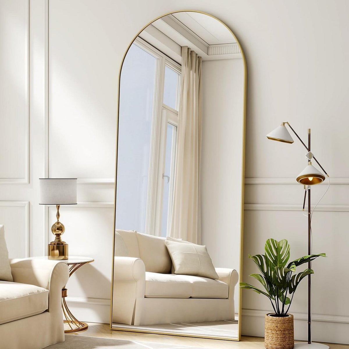 Ganzkörperspiegel Bogenförmig 165x60cm – Stand- & Wandspiegel Gold